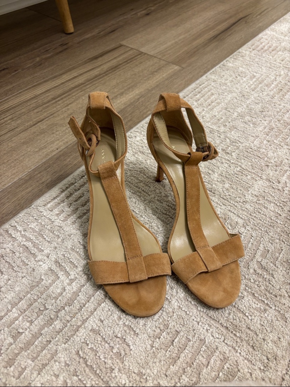 Ann Taylor Suede T-Strap Heels in Tan/Camel